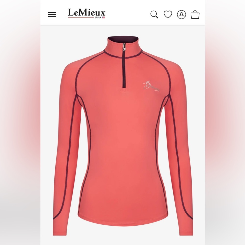 NWT Le Mieux L/S Base Layer / Training shirt  Color: Papaya size UK8 quarter zip